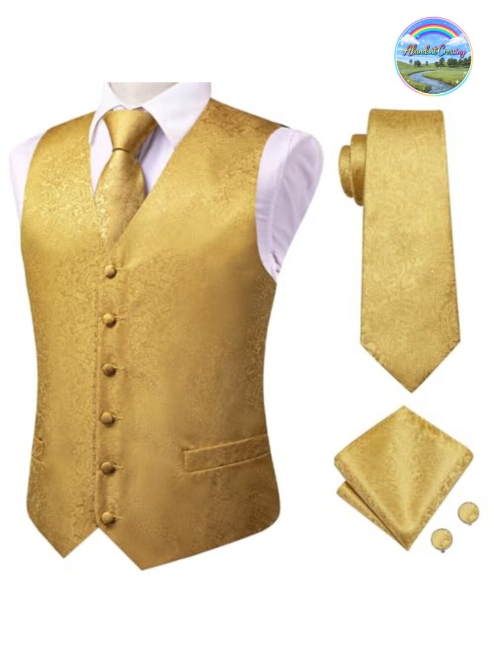 Men's Paisley Vest Tie Set Formal Wedding Business Suit Waistcoat